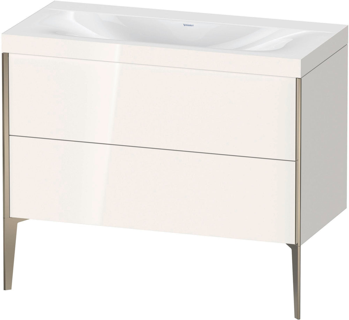 DURAVIT XViu c-bonded Waschtischunterbauset 1000 mm, 2 Auszüge, champagner matt/weiß hochglanz
