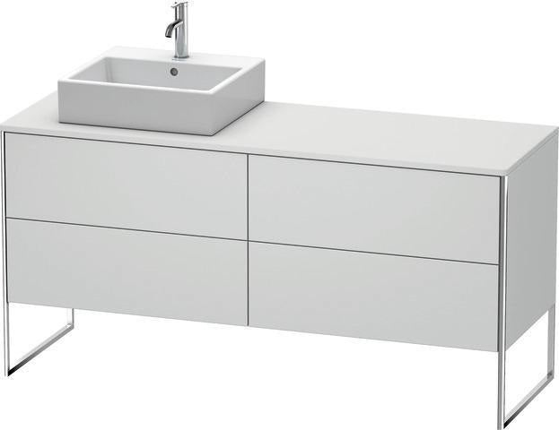 Duravit XSquare Waschtischunterbau 1600 mm mit Becken links, Außen taupe seidenmatt, inkl. Fußgestell
