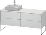 Duravit XSquare Waschtischunterbau 1600 mm mit Becken links, Außen taupe seidenmatt, inkl. Fußgestell