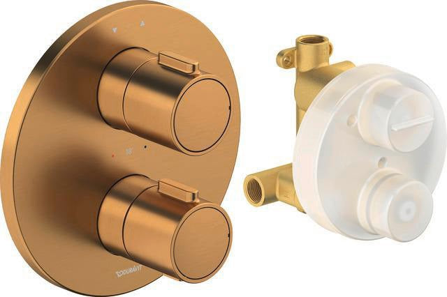 DURAVIT Thermostatarmaturen Unterputz-Set Rosette rund Bronze Gebürstet – 2 Verbraucher