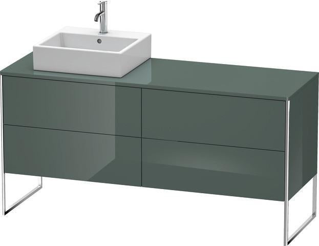 Duravit XSquare Waschtischunterbau 1600 mm mit Becken links, Außen taupe seidenmatt, inkl. Fußgestell