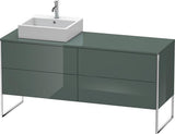 Duravit XSquare Waschtischunterbau 1600 mm mit Becken links, Außen taupe seidenmatt, inkl. Fußgestell