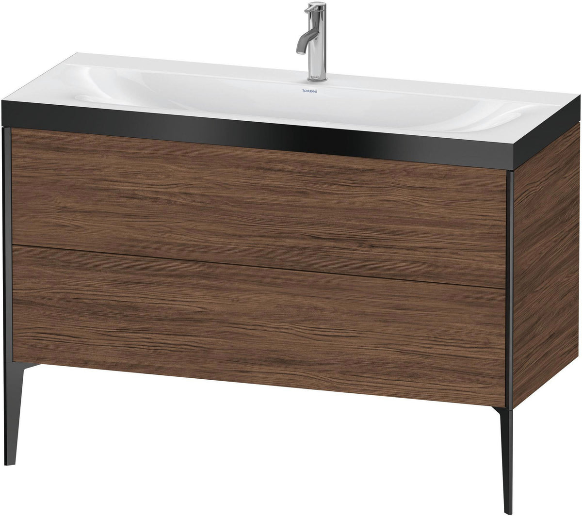 DURAVIT XViu c-bonded Waschtischunterbauset 1200 mm, 2 Auszüge, Nussbaum/Schwarz matt