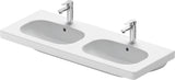 Duravit D-Code Doppelwaschtisch 1200 mm mit Überlauf, Hahnlochbank, 2 Becken, weiß