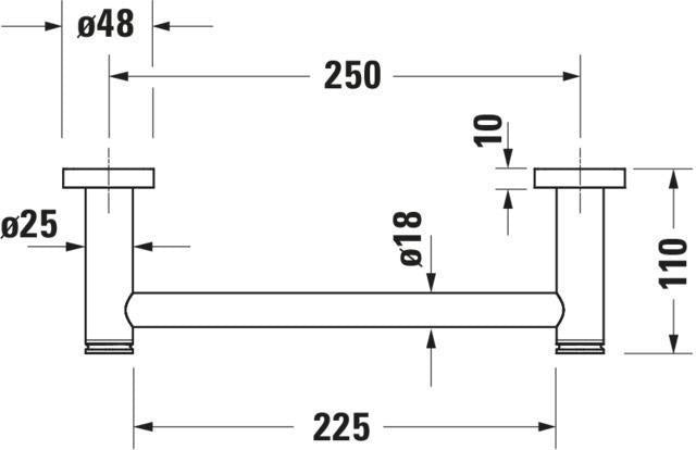 DURAVIT D-Code Wannengriff 200 mm Chrom – Wandmontage Haltegriff aus Metall