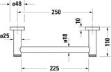DURAVIT D-Code Wannengriff 200 mm Chrom – Wandmontage Haltegriff aus Metall
