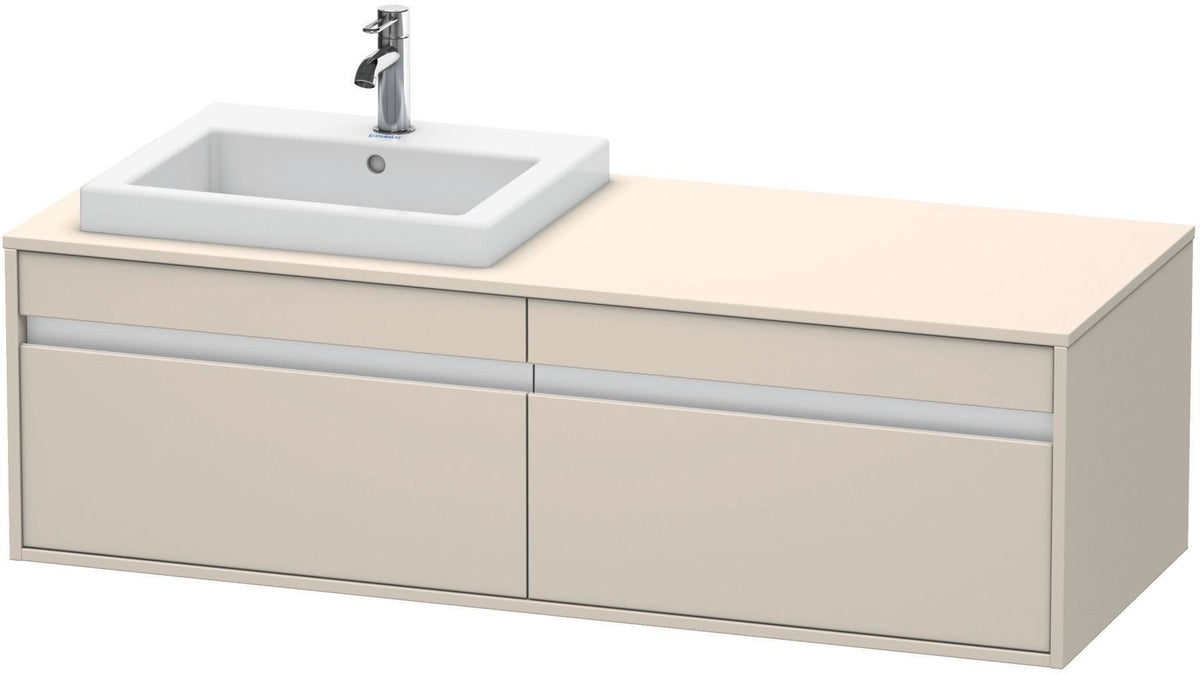 Duravit Ketho Waschtischunterbau 1400 mm wandhängend, 2 Auszüge, weiß matt, Becken links