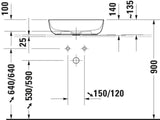 DURAVIT Luv Aufsatzbecken 500x350mm weiß geschliffen ohne Überlauf ohne Hahnlochbank