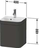 DURAVIT Happy D.2 c-bonded Waschtischset 400x360x480 mm mit 1 Tür links, Taupe seidenmatt