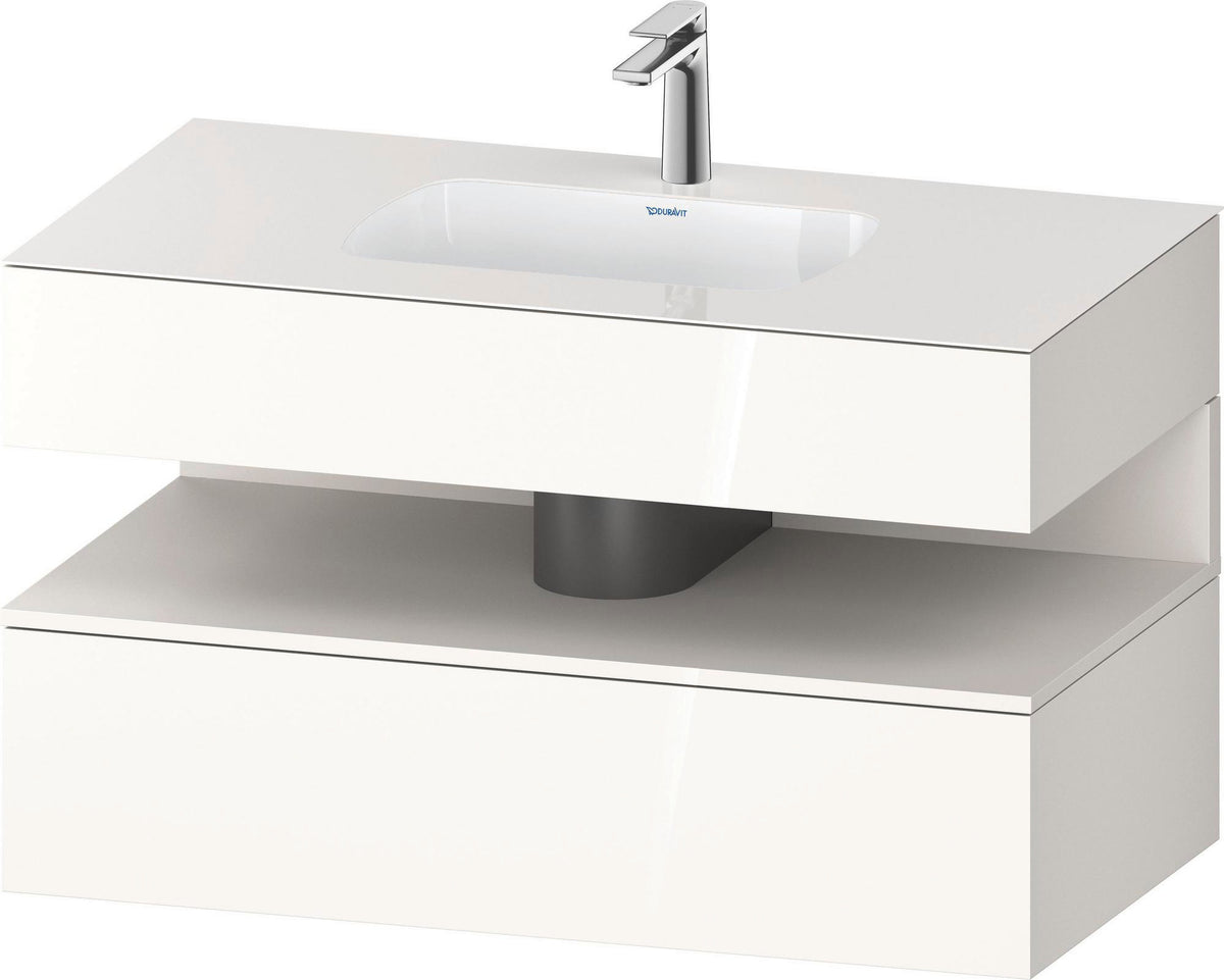 DURAVIT Qatego Einbauwaschtisch mit Konsolenwaschtischunterbau 1000 mm, 1 Auszug, antibakteriell