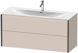 DURAVIT XViu Waschtischunterbau wandhängend 1210 mm, 2 Schubkästen, weiß matt – ohne Griff, mit Tip-On-Technik