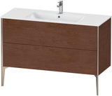 DURAVIT XViu Waschtischunterbau bodenstehend 1210 mm, 2 Auszüge, champagner matt/weiß matt