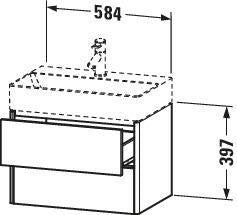 Duravit XSquare Waschtischunterbau 584 mm, 2 Schubkästen, Betongrau Matt, wandhängend