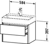 Duravit XSquare Waschtischunterbau 584 mm, 2 Schubkästen, Betongrau Matt, wandhängend