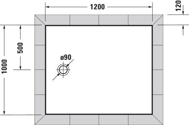DURAVIT Tempano Duschwanne 900x750x40 mm Weiß mit Antislip – rechteckig, flacher Einbau