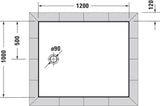 DURAVIT Tempano Duschwanne 900x750x40 mm Weiß mit Antislip – rechteckig, flacher Einbau