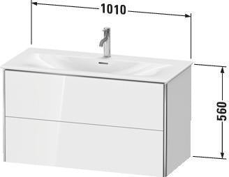 Duravit XSquare Waschtischunterbau 1010 mm mit 2 Schubkästen in Steingrau Matt – wandhängend