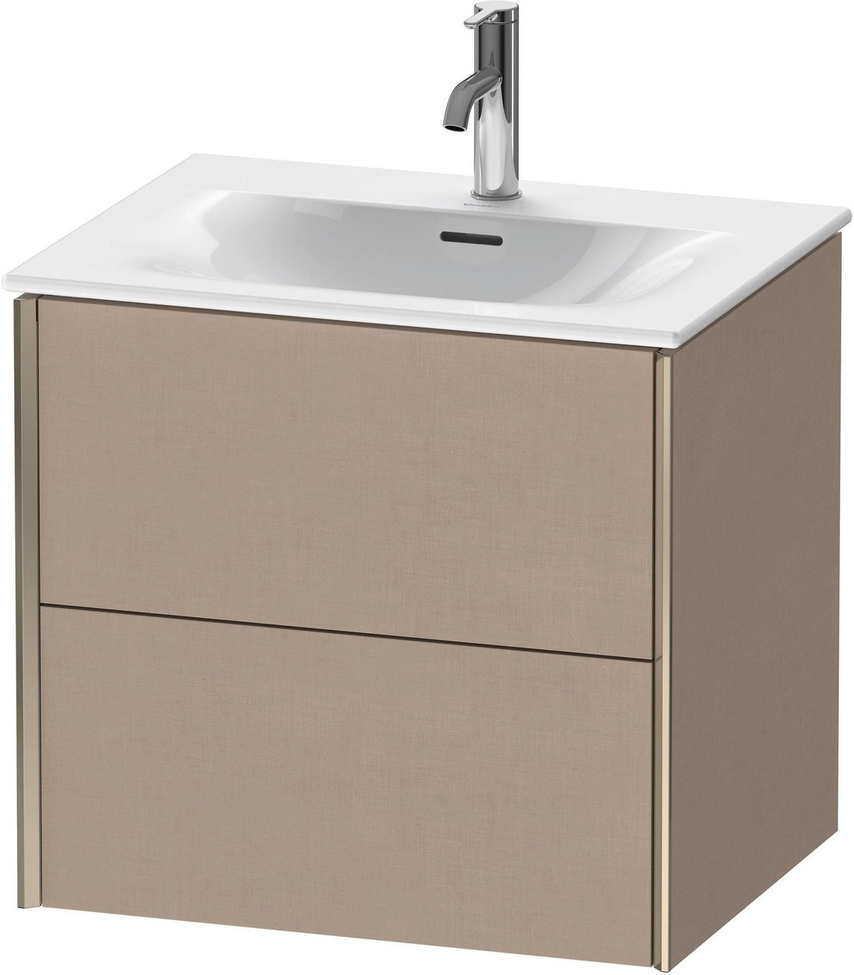 Duravit XViu Waschtischunterbau wandhängend 610 mm, 2 Schubkästen, champagner matt/leinen – mit Tip-On-Technik