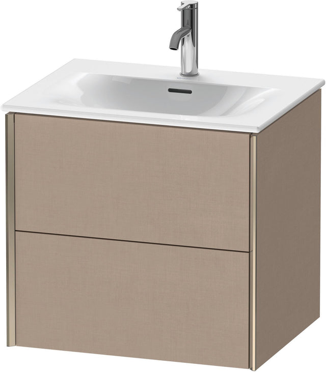 Duravit XViu Waschtischunterbau wandhängend 610 mm, 2 Schubkästen, champagner matt/leinen – mit Tip-On-Technik