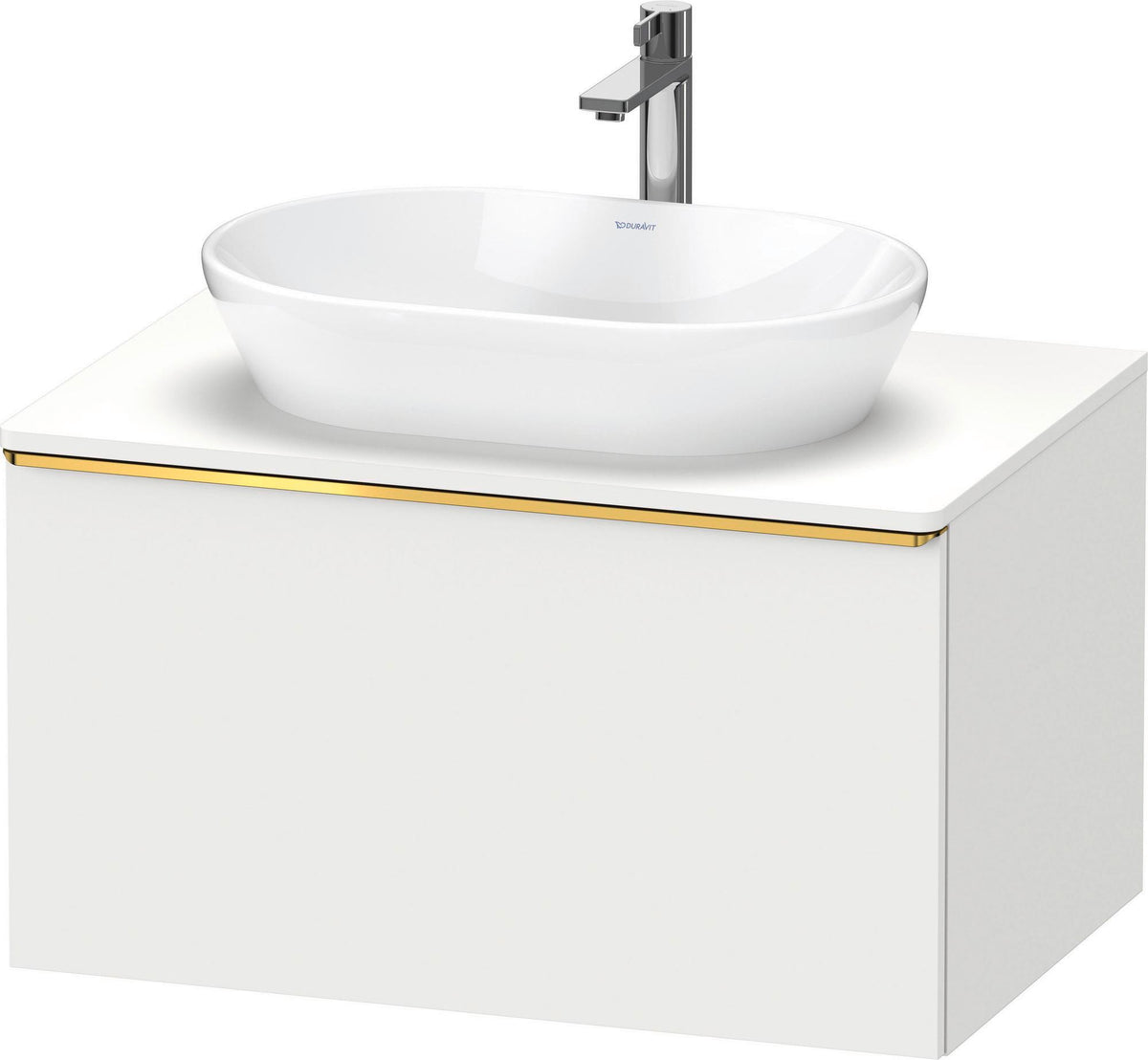 DURAVIT D-Neo Konsolenwaschtischunterbau 800 mm betongrau matt mit Bronze-Griff und Soft-Close-Auszug