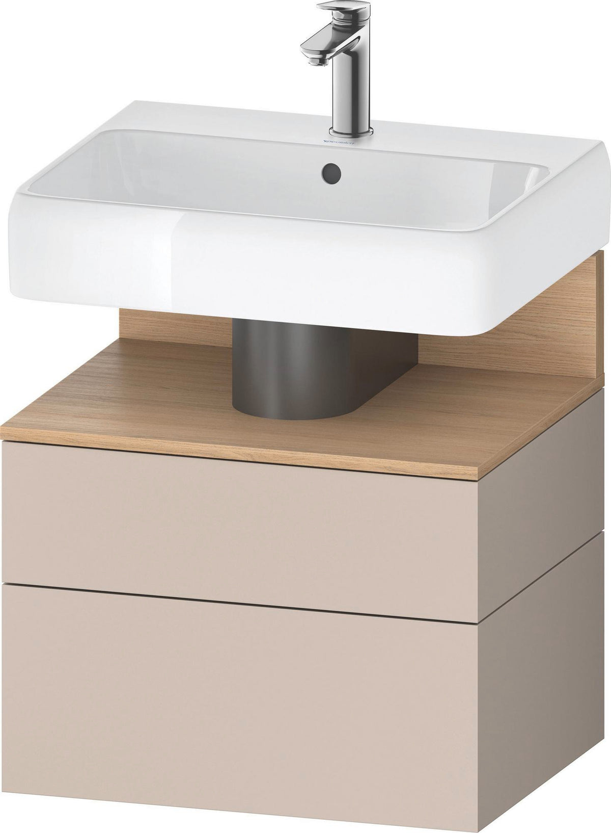 DURAVIT Qatego Waschtischunterbau 590 mm wandhängend, 1 Auszug, weiß Hochglanz, Nische Eiche Schwarz