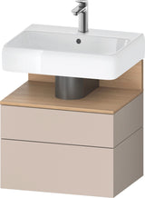 DURAVIT Qatego Waschtischunterbau 590 mm wandhängend, 1 Auszug, weiß Hochglanz, Nische Eiche Schwarz