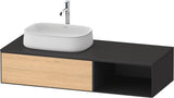 Duravit Zencha Konsolen-Waschtischunterbau 1300 mm Eiche Anthrazit mit Auszug und Tip-on-Technik