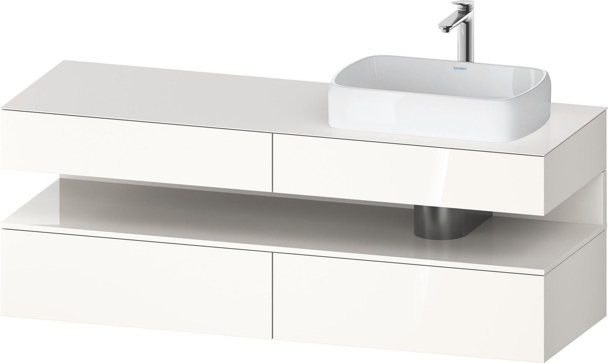 Duravit Qatego Konsolenwaschtischunterbau 1600 mm Weiß Hochglanz mit Eiche Schwarz Nische