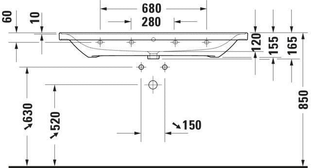 DURAVIT D-Neo Waschtisch 1205 mm, weiß mit Überlauf und Hahnlochbank