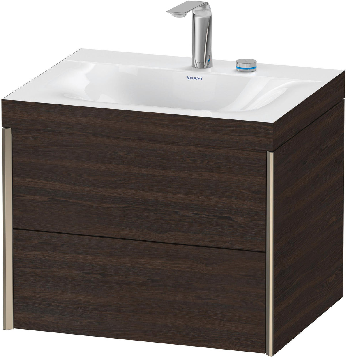 DURAVIT XViu Waschtischunterbauset c-bonded, 2 Schubkästen, champagner matt / amerikanischer Nussbaum, 503x600x480 mm