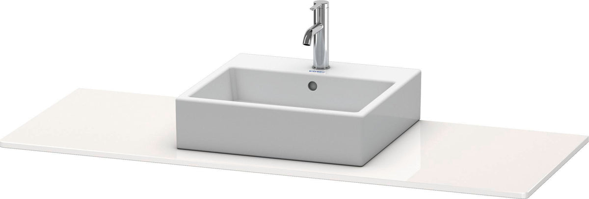 Duravit XSquare Konsole 1400x550mm betongrau matt – 1 Ausschnitt, mit Siphonaussparung