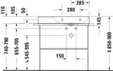 Duravit DuraSquare Metallkonsole höhenverstellbar mit Handtuchhalter links/rechts, chrom