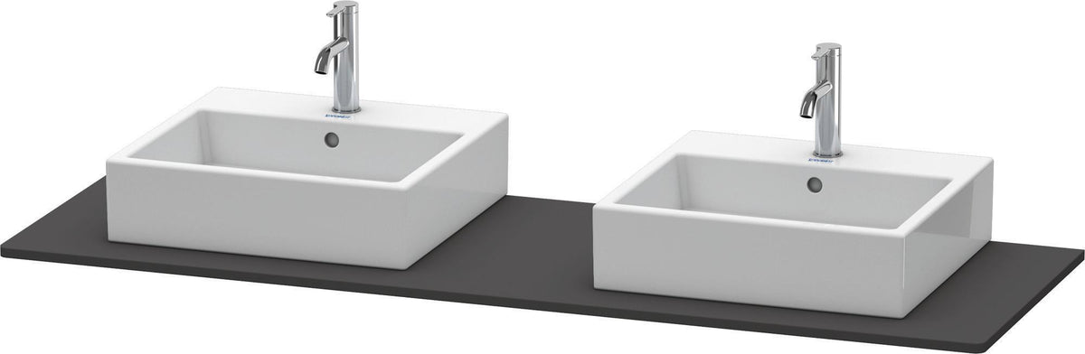 Duravit XSquare Konsole 1600 mm mit zwei Ausschnitten – Graphit Supermatt, 16 mm
