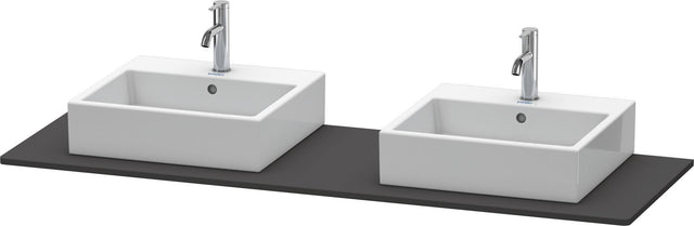 Duravit XSquare Konsole 1600 mm mit zwei Ausschnitten – Graphit Supermatt, 16 mm