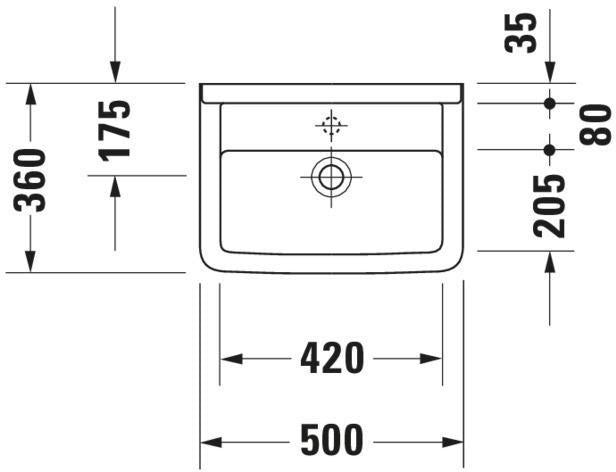 DURAVIT Waschtisch Starck 3 Med 500 mm ohne Überlauf, mit Hahnlochbank, weiß