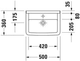 DURAVIT Waschtisch Starck 3 Med 500 mm ohne Überlauf, mit Hahnlochbank, weiß