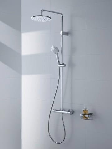 DURAVIT Duschsystem MinusFlow mit Brausethermostat, Bronze Gebürstet, 1124 mm