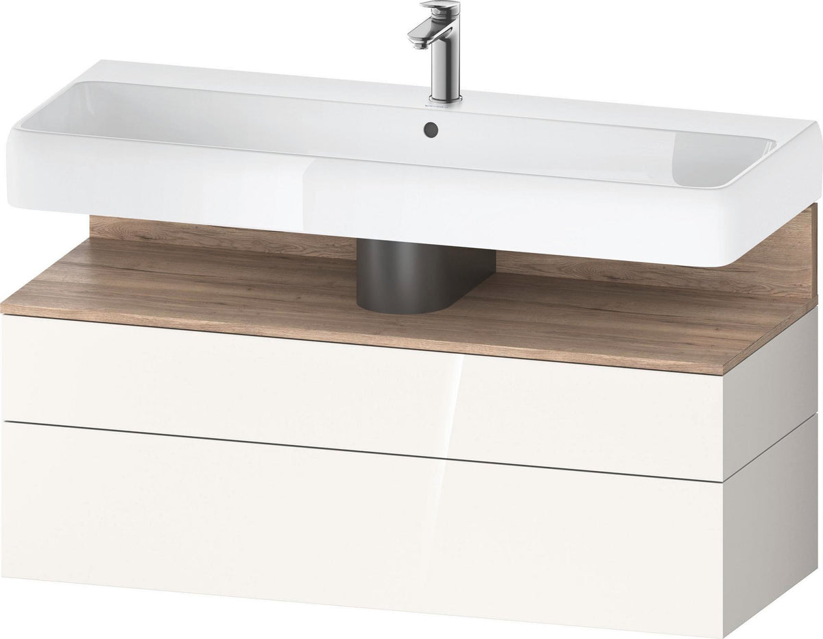 Duravit Qatego Waschtischunterbau 1190 mm – Weiß Matt mit Eiche Schwarz Nische, 1 Auszug, LED