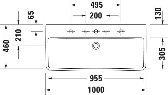 Duravit No.1 Waschtisch 1000 mm weiß mit Überlauf und Hahnlochbank – Wandhängend