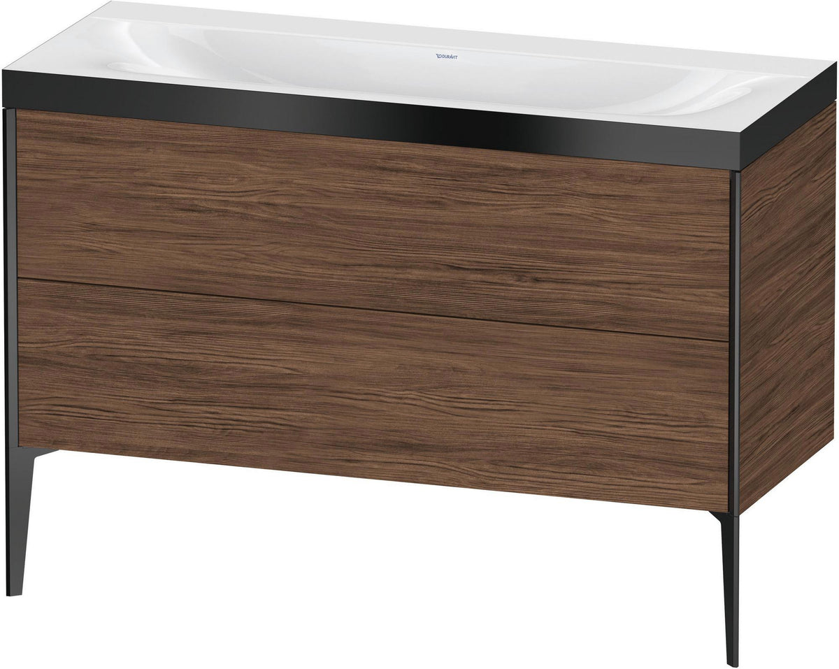 DURAVIT XViu Waschtischunterbauset 1200 mm mit 2 Auszügen, Schwarz Matt / Amerikanischer Nussbaum