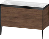 DURAVIT XViu Waschtischunterbauset 1200 mm mit 2 Auszügen, Schwarz Matt / Amerikanischer Nussbaum