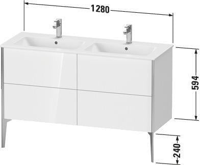 DURAVIT XViu Waschtischunterbau bodenstehend 1280 mm, 4 Auszüge, weiß matt – Tip-On