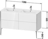 DURAVIT XViu Waschtischunterbau bodenstehend 1280 mm, 4 Auszüge, weiß matt – Tip-On