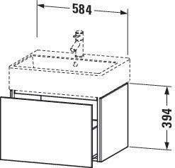 Duravit L-Cube Waschtischunterbau 584 mm taupe supermatt mit Tip-On und Dämpfung