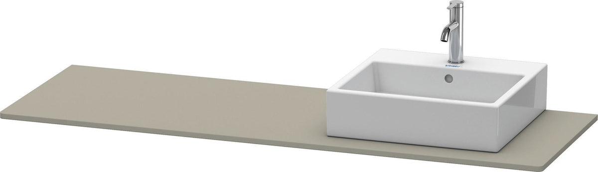 Duravit Konsole XSquare 1600 mm Flannel Grey Hochglanz, 1 Ausschnitt links – Designer-Waschtischplatte von Kurt Merki jr.