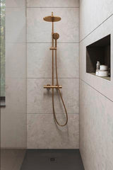 DURAVIT Duschsystem MinusFlow mit Brausethermostat, Bronze Gebürstet, 1124 mm