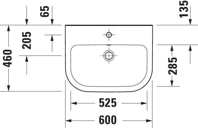 Duravit D-Code 2.0 Waschtisch, Weiß Hochglanz, Rund, 600 mm, Wandhängend, mit Überlauf