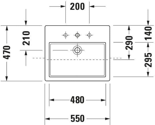 DURAVIT Halbeinbauwaschtisch Vero 550 mm mit Überlauf und Hahnlochbank, weiß