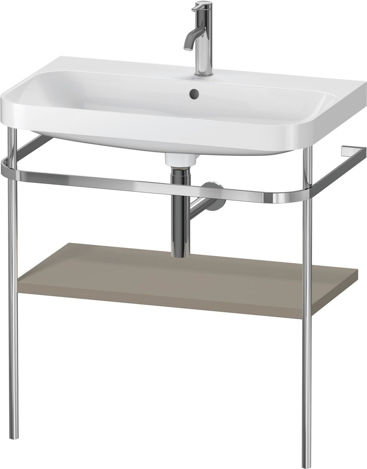 DURAVIT Happy D.2 c-shaped Waschtisch-Set 775 mm mit Metallkonsole, taupe seidenmatt