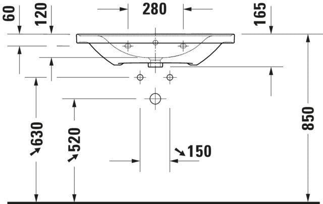 Duravit D-Neo Wandwaschtisch 650 mm weiß mit Überlauf und WonderGliss